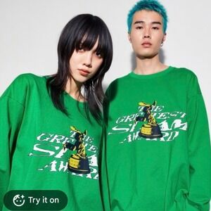 UNIQLO UT Shinpei Ueno Graphic T-Shirt Unisex S Green Long Sleeve Skate Crew